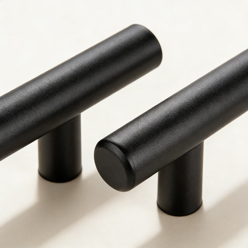 Paquet de 10 boutons d'armoire noir mat, poignées de tiroir à un trou en acier inoxydable pour armoires de cuisine et commodes, quincaillerie à bord arrondi de 2 pouces avec installation facile