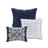 7 Piece Cotton Printed Comforter - Indigo King Size Intricate & Decorative Pillows With Backing Eye-catching-116011909