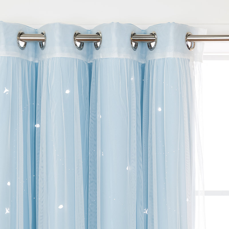 Rideau occultant en polyester, Bleu ciel