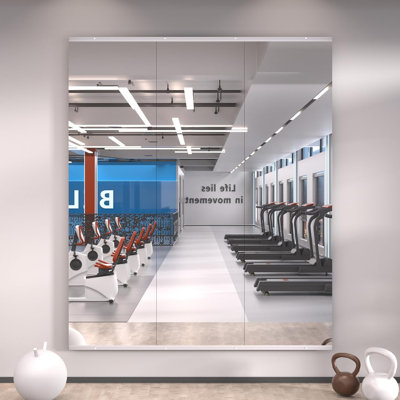 Full-Length Frameless Tempered Glass Yoga Mirrors with Mounting Kit for Home Gym, Yoga & Dance Studio, Set of 2/3