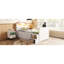 Lit mezzanine simple blanc avec rangement à DEL et tête de lit-1605565523