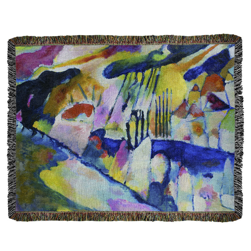 Jeté en coton wassily kandinsky, landscape, Jaune/Vert/Bleu