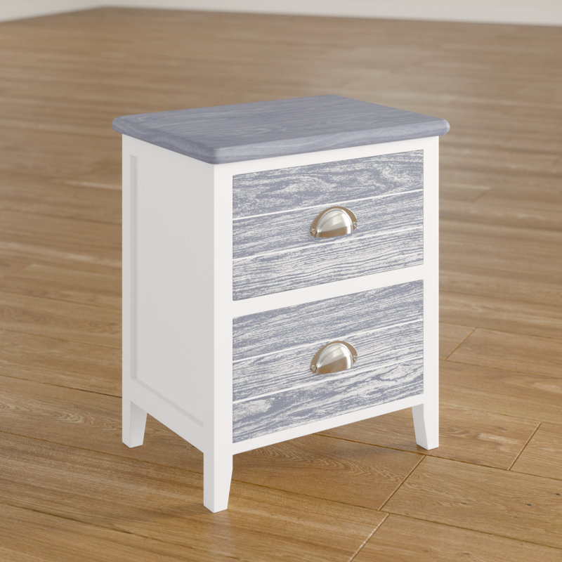 Worcester 38cm W Solid + Manufactured Wood Bedside Table, Grey