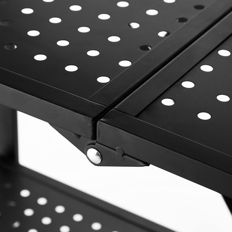 3-Tier Metal Storage Cart With Rolling Wheels, Foldable Design For Multi-Purpose Use In Home And Office