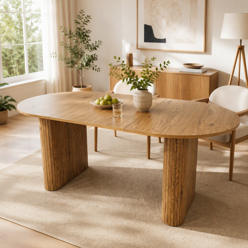 Table ovale pour 4 à 8 personnes, Beige/Light Natural