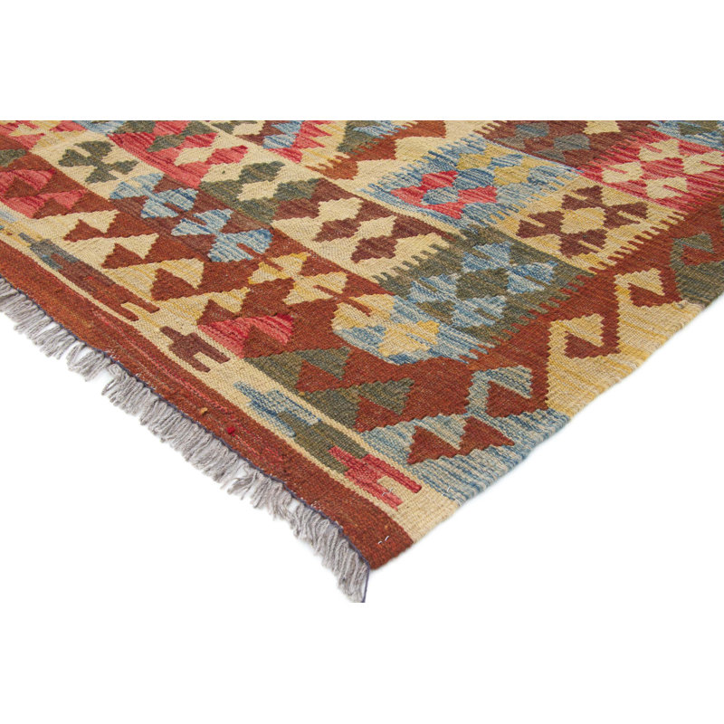 Geometric Wool Hand Woven 160cm X 198cm Area Rug