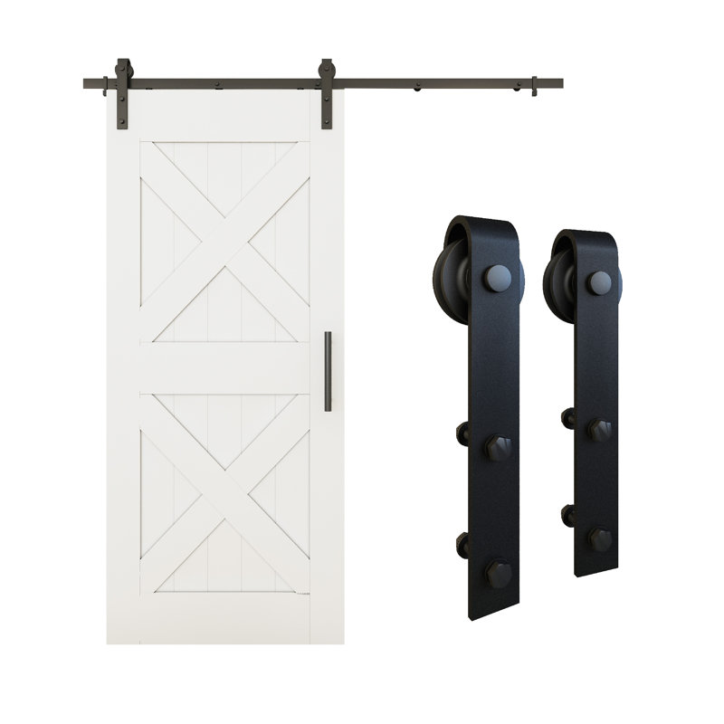 Ensemble de quincaillerie standard pour porte de grange simple, Noir mat, 96 po