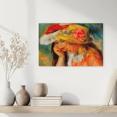 Deux Soeurs Classic Colorful Contemporary Spring Wall Art Print by Pierre-Auguste Renoir - Wrapped Canvas Print