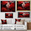 Portrait de femme noire et rouge avec des fleurs - art mural mode-1312918845-1312918844