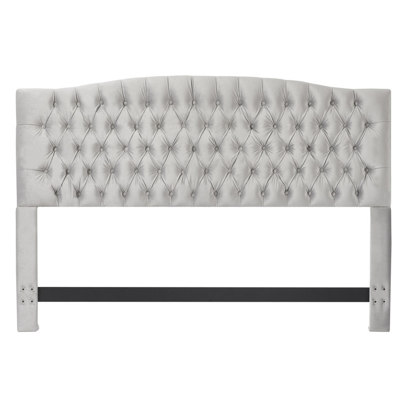Elle Decor Celeste Tufted Upholstered Padded Headboard with Contemporary Button Tufting, Soft Linen-Textured Fabric, King