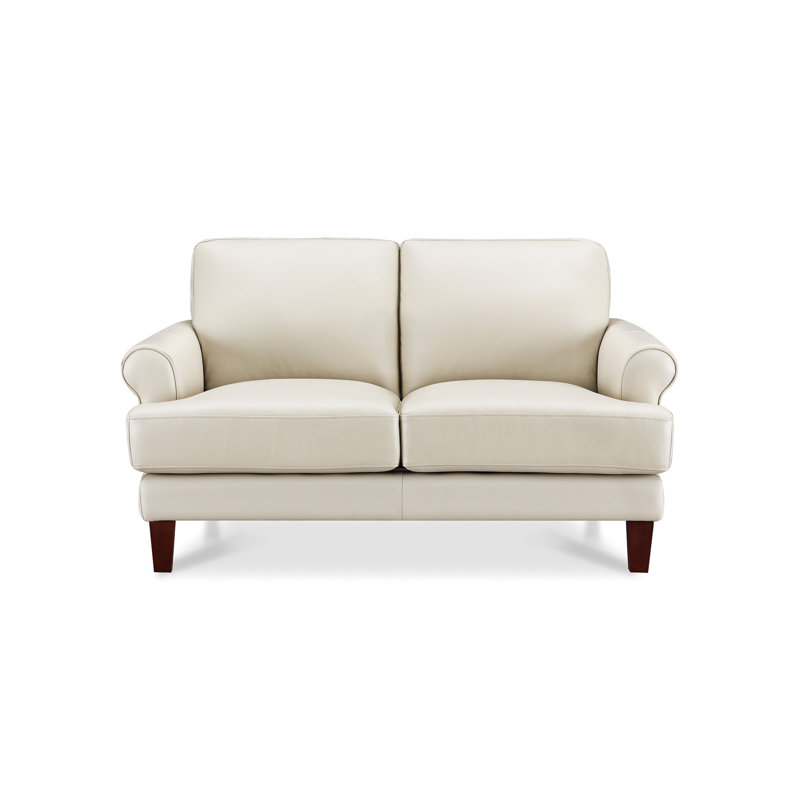 Causeuse en cuir Dawn, Blanc cassé