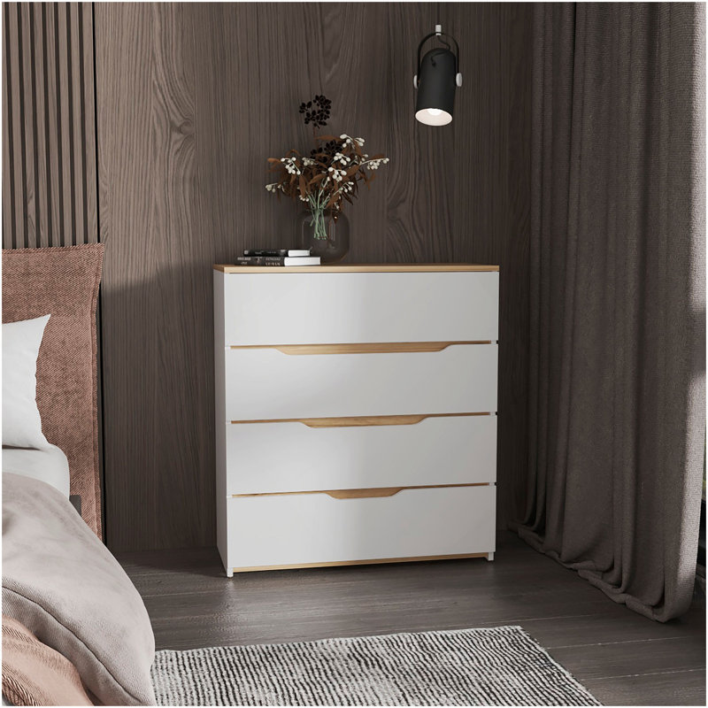 Commode 4 tiroirs Lynbrook, Blanc