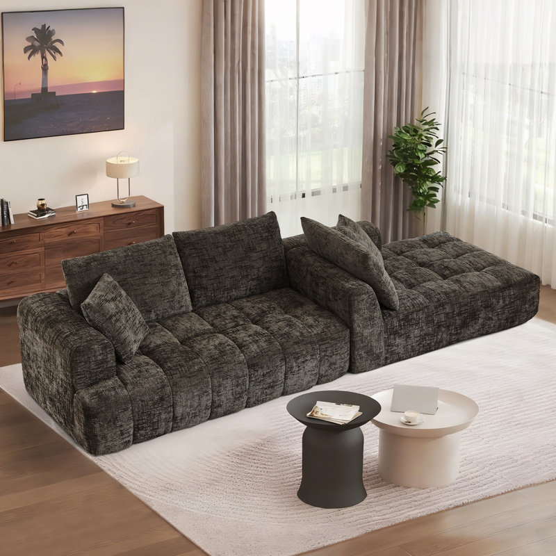 Canapé modulaire 108 po Chenille, Chenille brun, Face à la droite