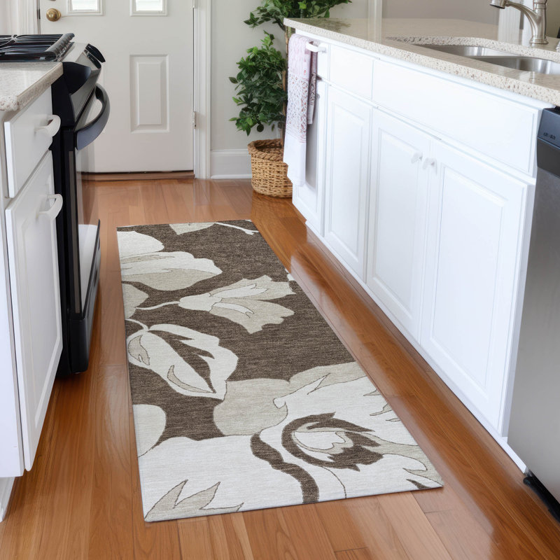 Premium Machine Washable Prisco Brown Rug, Runner 2'3" x 7'6"