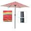 Parasol d'extérieur de 2,74 m (9 pi) à rayures rouges éclatantes - Mât, fonction d'inclinaison, imperméable, résistant à la décoloration, construction robuste