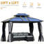 Pavillon de jardin 10 'x 12' avec double toit en polycarbonate, structure en aluminium, fabuleux pour la terrasse, le jardin, la cour, la terrasse, la pelouse, gris