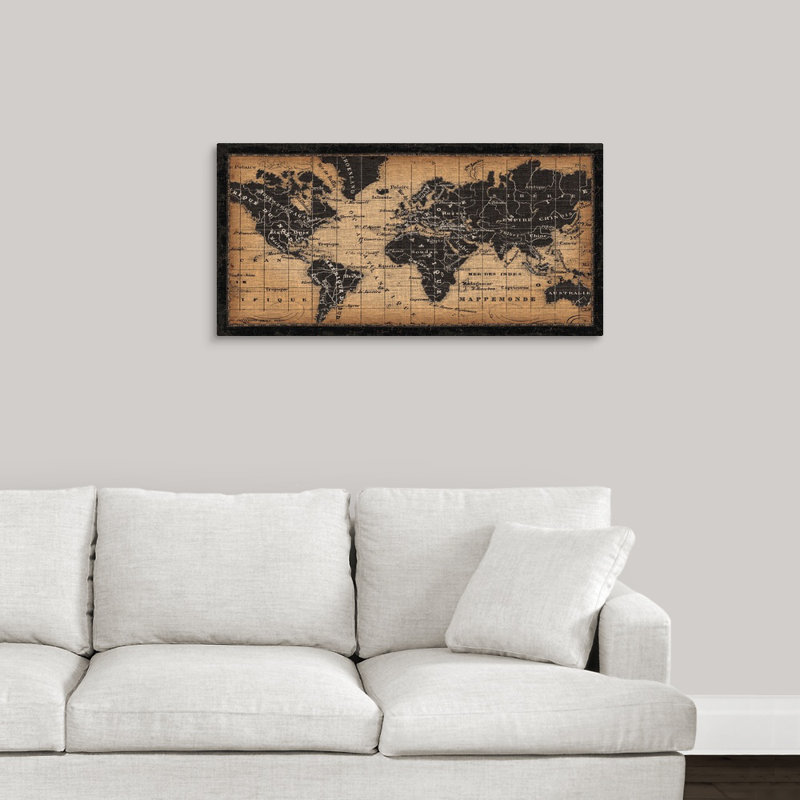 « Old World Map » par Pela Studio - impression d'art graphique, H 24 po x l 48 po x P 1,5 po, Toile