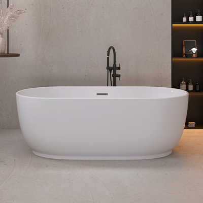 67" Freestanding Soaking Acrylic Bathtub