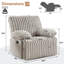 Fauteuil inclinable manuel large en velours côtelé