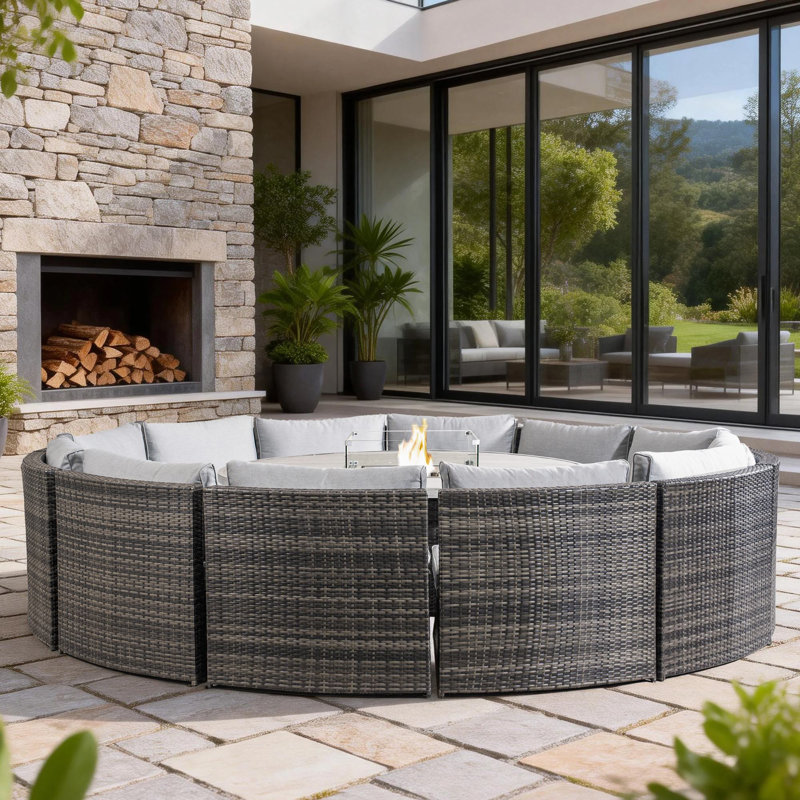 Ensemble de conversation modulaire en rotin pour 12 personnes avec coussins Arrika