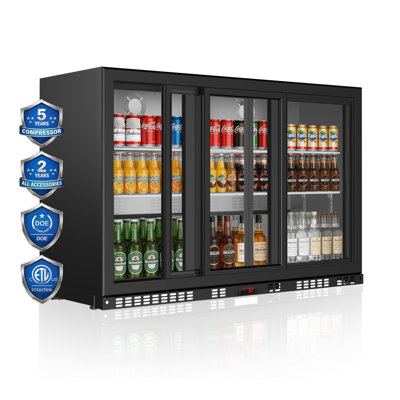 Commercial Beverage Refrigerator 53 Inch Wide 11.3 Cu.Ft 480 Cans Capacity Beer Fridge with 3 Glass Sliding Doors