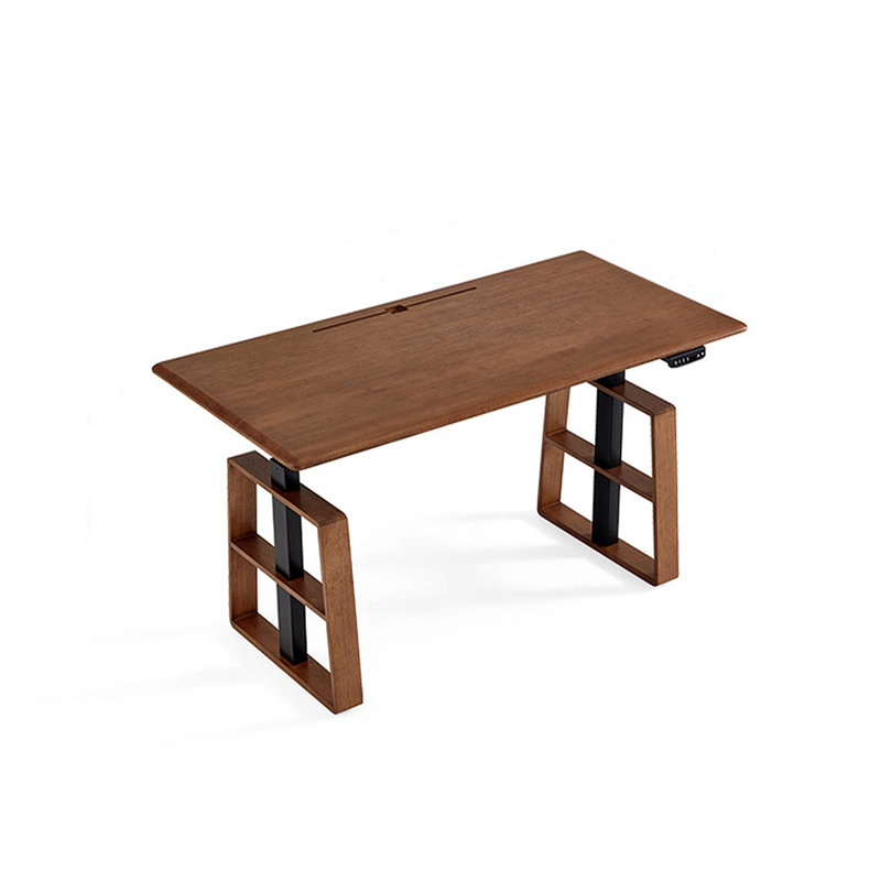 Walnut Rectangular Hight adjustable Solid wood Desks, 29.92" H x 55.12" W x 27.56" D