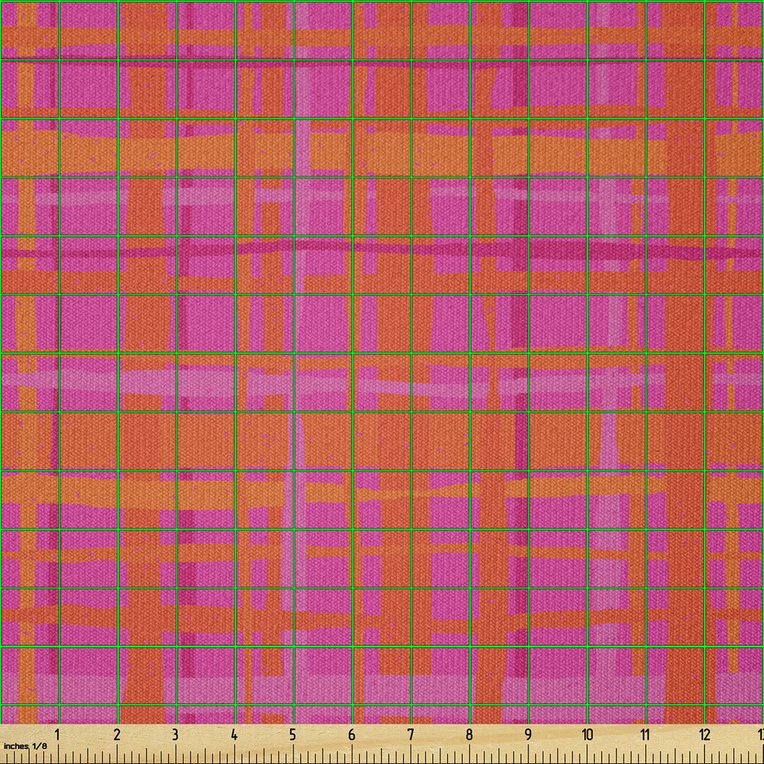 Stoff als Meterware, Hand gezeichnet wie Streifen, Abstrakt, Hot Pink und Burnt Orange