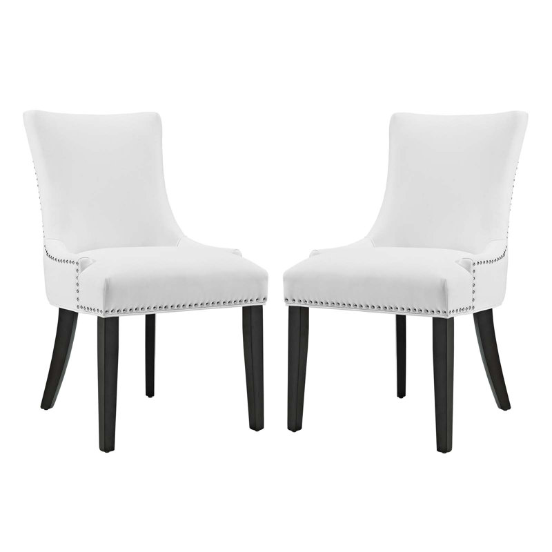 Ensemble de 2 chaises de salle à manger en similicuir Marquis, Blanc, 2