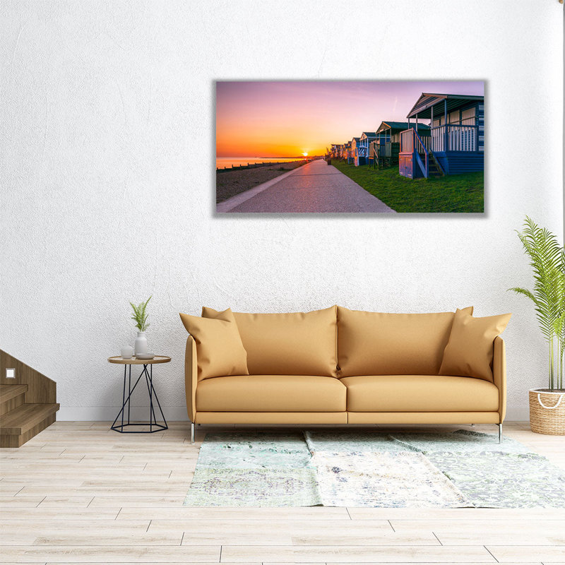 «Beach Huts at Sunset», reproduction d'art sur toile, H 10 po x l 20 po
