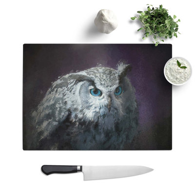 Tempered Glass Eurasian Eagle Owl Chopping Board