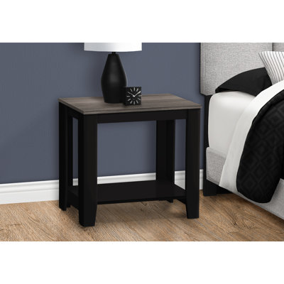 Versatile End Table In Transitional Style, Grey Wood Top, Black Frame, For Bedside Or Den, 22 Inch Tall Accent With Fashionable Can Be Used As Table, 11.88 Width