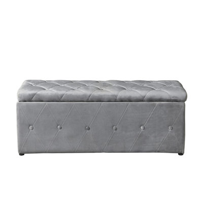 1 Piece Rectangular Storage Ottoman Short Velvet With 2 Set Ottomans