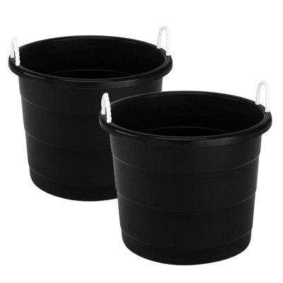 Homz Plastic 17 Gallon Utility Storage Bucket Tub W/Rope Handle