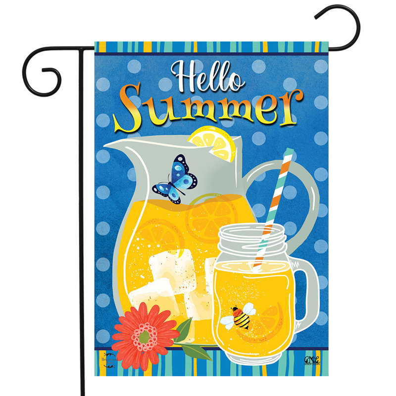 Drapeau de jardin Hello Summer Lemonade, Jaune/Bleu Été 2