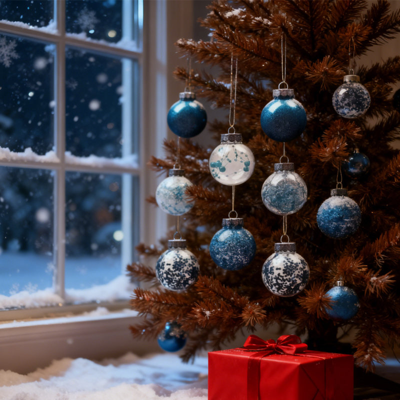 Ensemble de 30 boules de Noël en plastique incassables, boules décoratives d'arbre de Noël de 2,36 pouces, décorations de fêtes décoratives, bleu