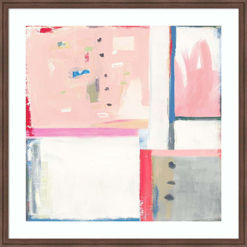 «Pastel Whispers in Abstract Form» par Hannah Dawson, reproduction d'art encadrée sur bois, Brun moyen Florence