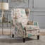 Fauteuil inclinable avec accoudoirs en tissu avec garniture cloutée et dossier en bois