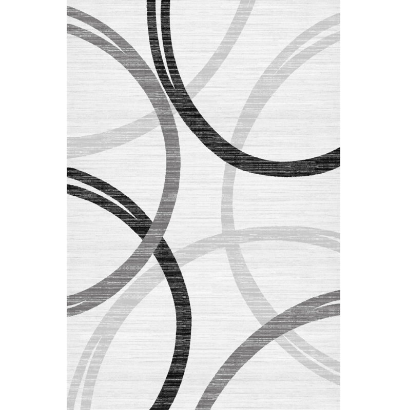 Modern Wave Curve Machine Washable Area Rug in Whige, Rectangle 8' x 10'