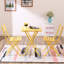 Ensemble bistro de patio 3 pièces jaune vif - Chaises pliantes en métal et table carrée pour l'extérieur et l'intérieur