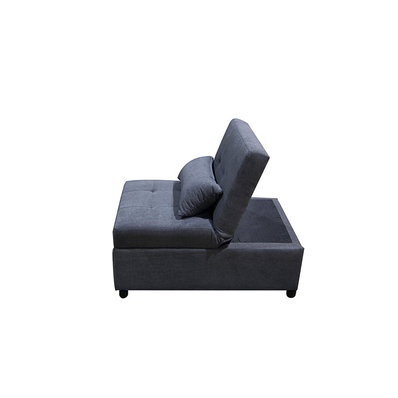 Canapé-lit pliant avec repose-pieds gris foncé, Gris foncé