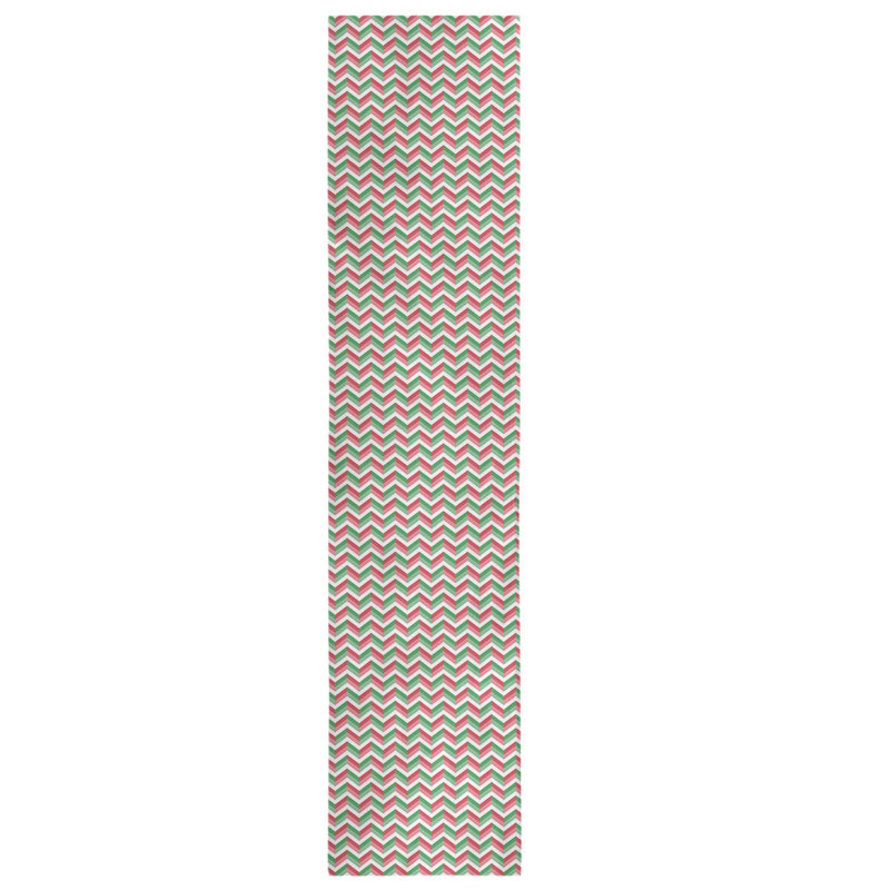 Chemin de table des fêtes fêter hol, L 90 po x l 16 po, Polyester, Vert / Rouge