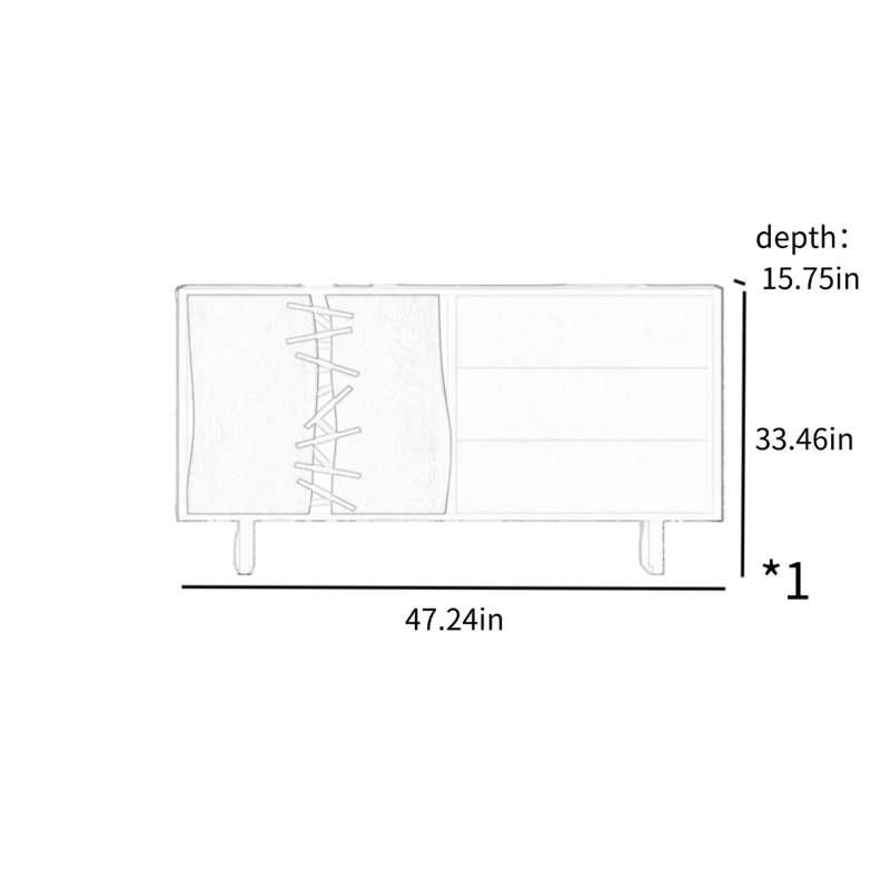 Armoire d'appoint Minimal Black, H 33,46 po x l 47,24 po x P 15,75 po