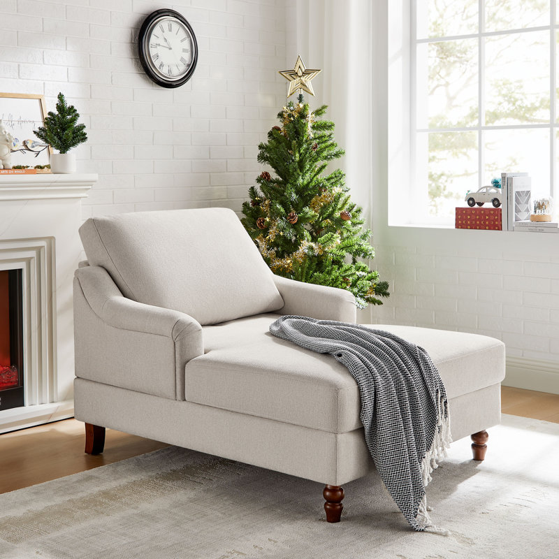 Chaise longue rembourrée l 38,58 po Garit, Beige