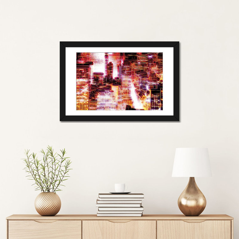 «Red Lights II», impression sur toile, Papier beaux-arts encadré noir, Blanc, H 16 po x l 24 po x P 1 po