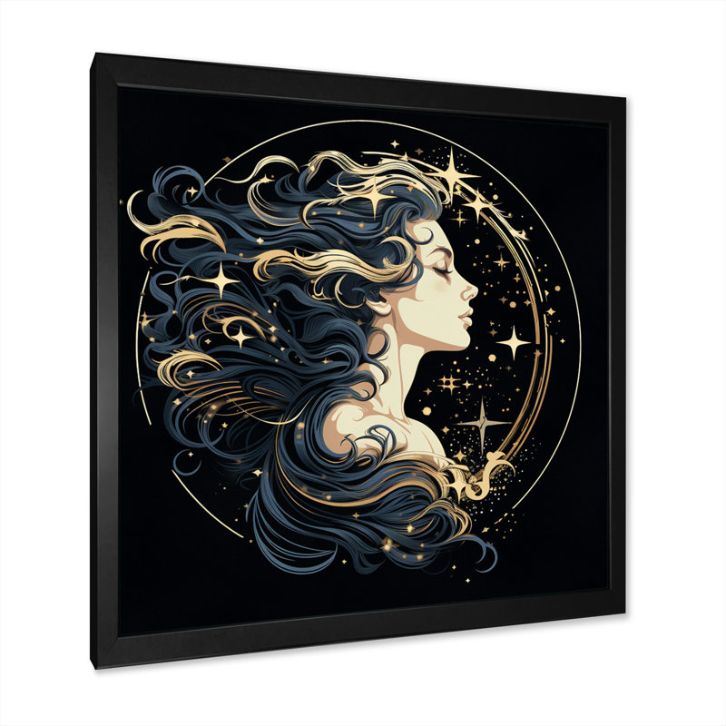 Astrologique Stargazer I, H 24 po x l 24 po x P 1 po, Cadre simple noir