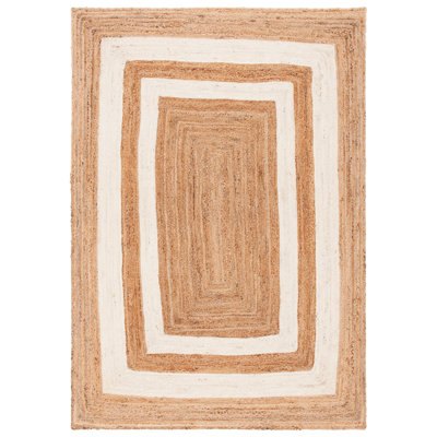 Raymonde Natural Fiber Flat Weave Jute/Cotton Striped Rug in Ivory/Natural