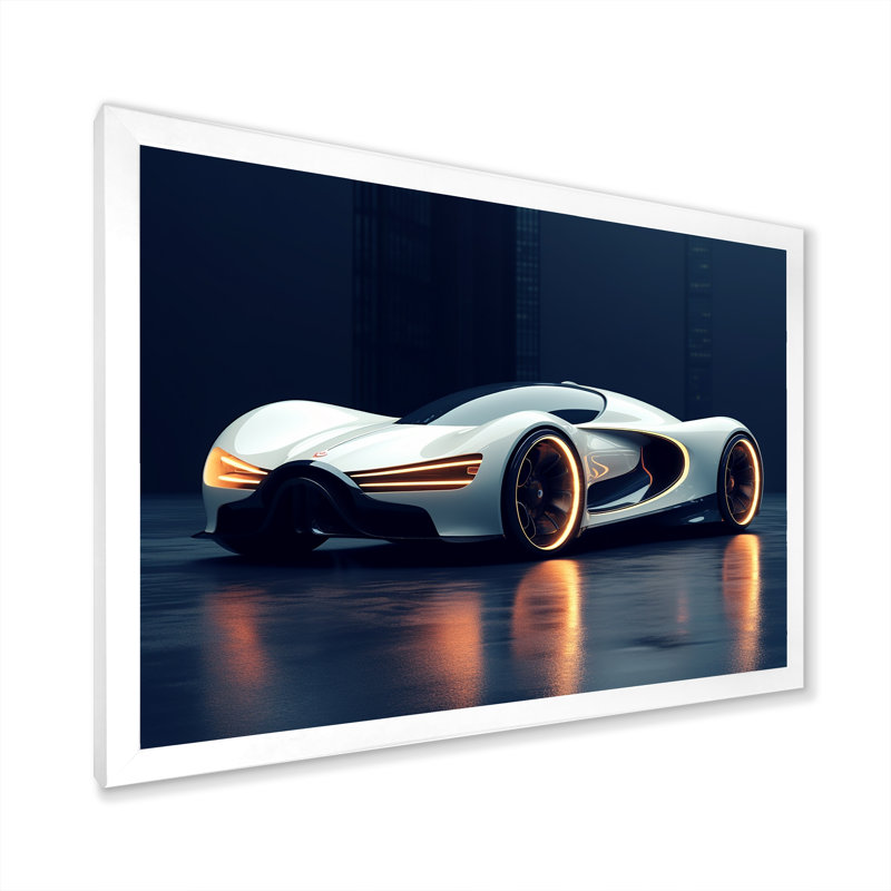 Futuriste voiture de sport Bugatti I - voitures de course, art mural, H 12 po x l 20 po x P 1 po, Cadre simple blanc
