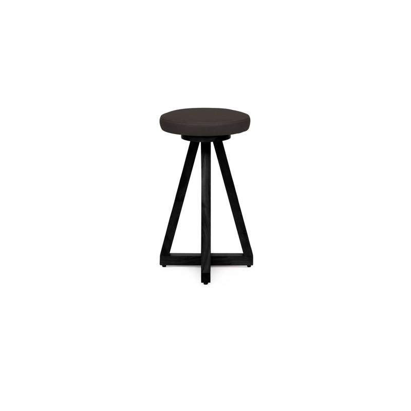 Artless X Swivel 26" Counter Stool, Smoke, Black Oak, Blackened Steel