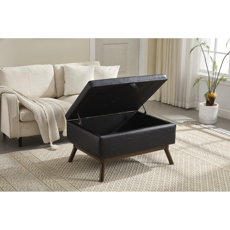 Banc de rangement Mid-Century, Noir