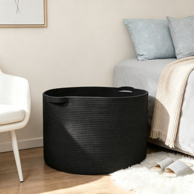 Grand panier à couvertures en corde tissée, bac de rangement en coton pour le salon, organisateur de jouets pour enfants, porte-couverture, panier en osier décoratif pour chambre à coucher, chambre de bébé, décor de ferme